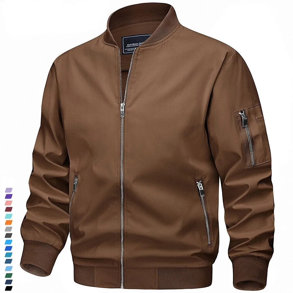 Spring Fall Thin Bomber Jackets Mens Jacket Lightweight Casual Windbreaker