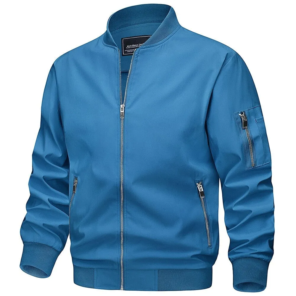 Spring Fall Thin Bomber Jackets Mens Jacket Lightweight Casual Windbreaker