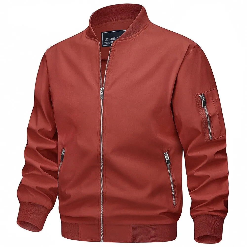 Spring Fall Thin Bomber Jackets Mens Jacket Lightweight Casual Windbreaker