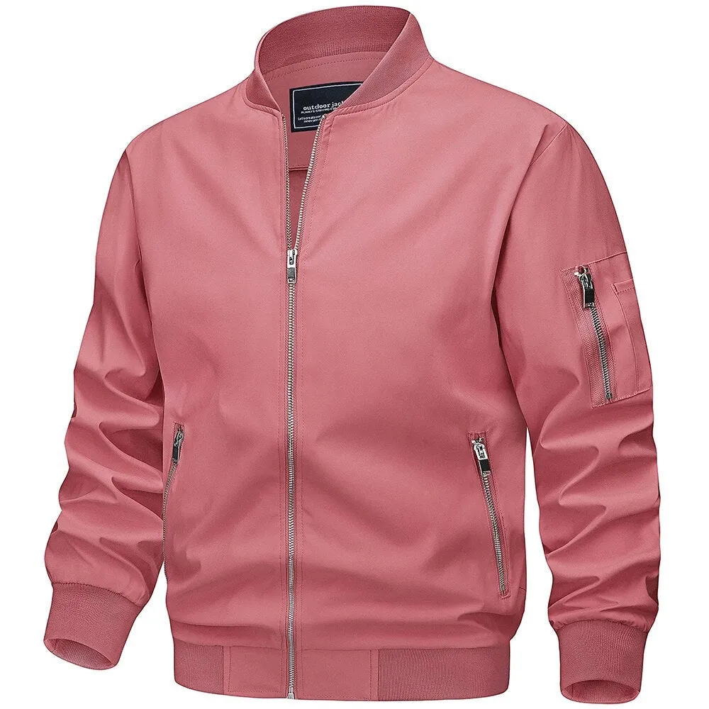 Spring Fall Thin Bomber Jackets Mens Jacket Lightweight Casual Windbreaker