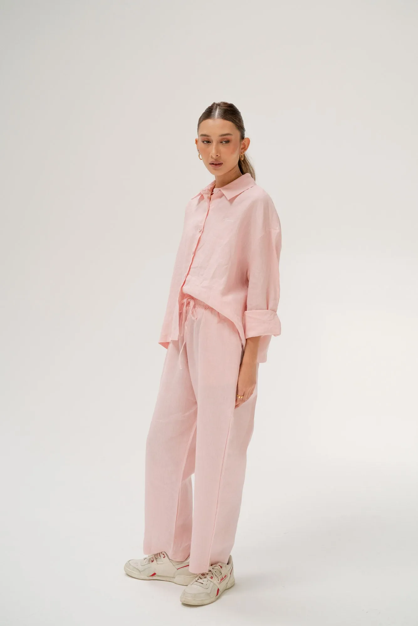 Zoe Linen Pants in Pink