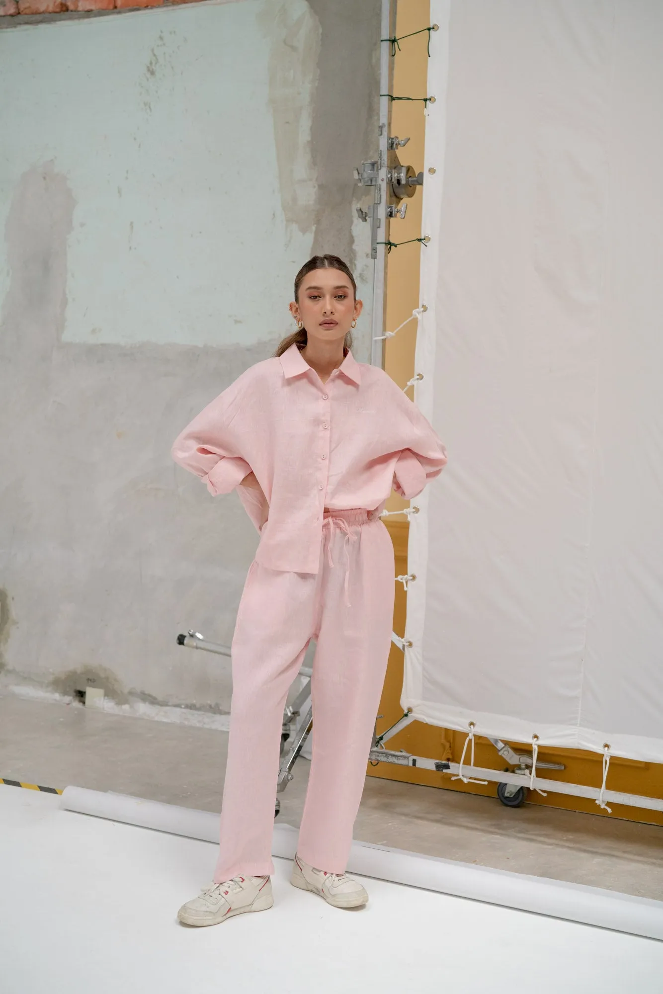 Zoe Linen Pants in Pink